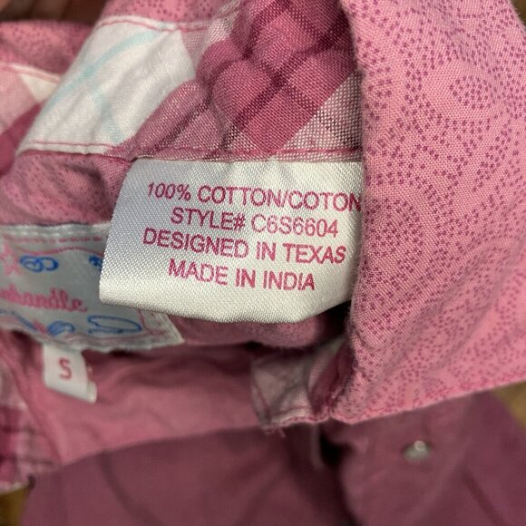 Vintage Panhandle Pearl Snap Shirt Girls Size Small Pink Paisley Cowgirl Western - Picture 2 of 6